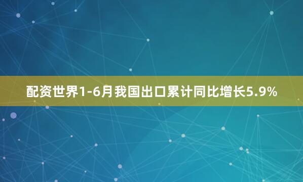 配资世界1-6月我国出口累计同比增长5.9%